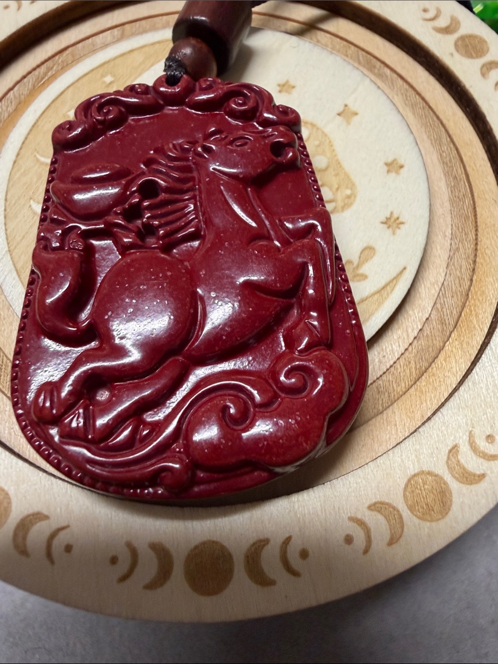 Red Horse Carved Phone Charm Pendant - Unbranded